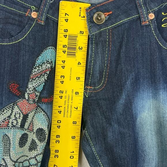 Ed Hardy X Christian Audigier Jeans Womens Size 30 Tattoo You Rhinestone Vintage - Picture 11 of 14